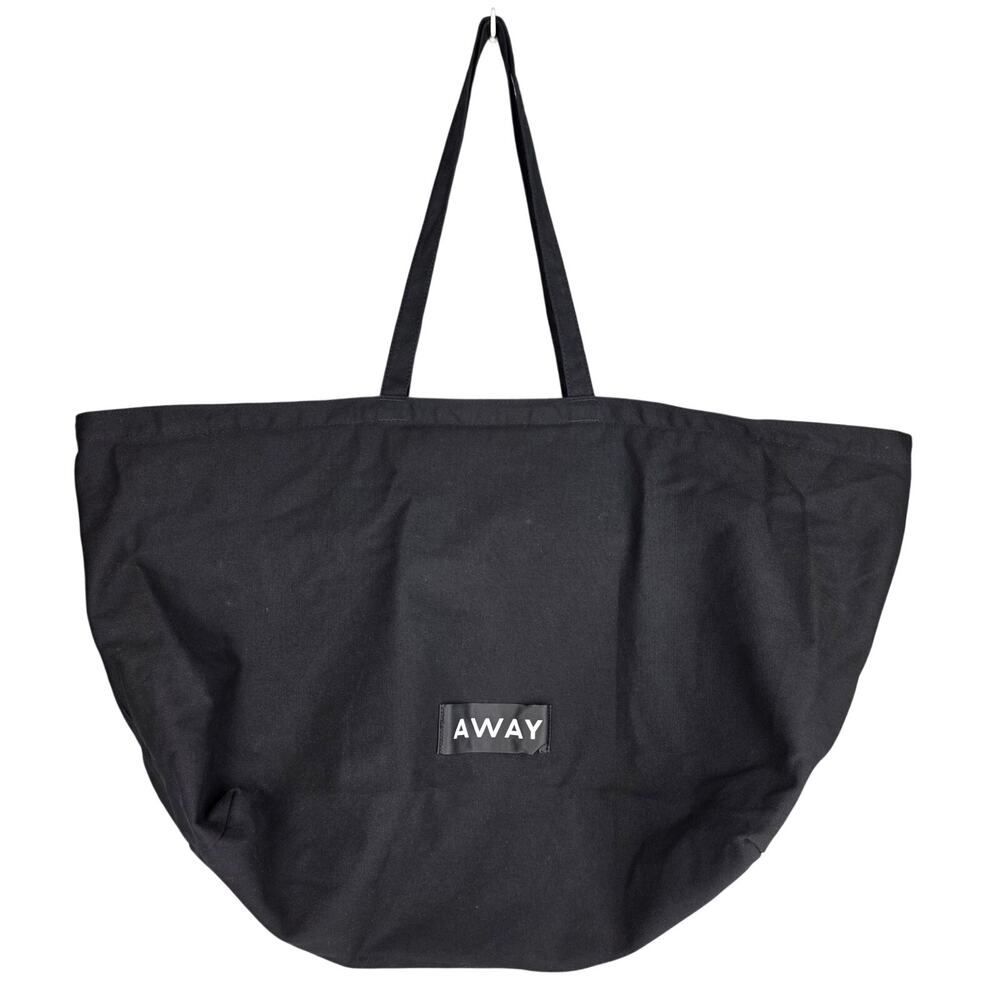 AWAY LARGE BLACK TRAVEL TOTE BAG CANVAS OVERSIZED CARRYALL WITH TOP ZIP CLOSURE